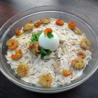 Hühnchen satt, dazu Gambas